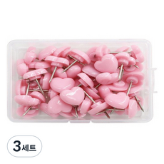 Mungudam 可愛心形圖釘組 粉紅色, 3套, 50入