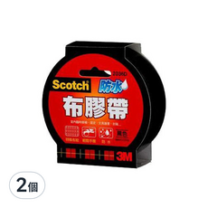 3M Scotch 防水布膠帶, 黑色, 輕鬆手撕, 室內臨時修補固定, 文具護書, 2個