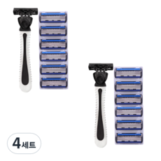 面部一次性 6 刀片剃須刀+額外刀片 6p 套組白色+黑色, 4套