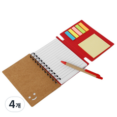 Art Sketch 微笑原子筆記事本 70張, 紅色(記事本) + 隨機出貨(原子筆芯), 4個