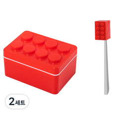 HOHOO 浴室支架掛架 樂高積木牙刷肥皂盒套組, 2套, 紅色