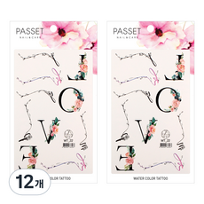 PASSET 水彩紋身貼紙, WT22, 12個