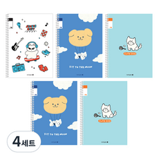 morning glory 填充筆記本 國小線圈筆記本 3-6 無主題 21行 3款 + 隨機出貨 2入 A組, 4套, 搖滾巨星貓 + 飛吧狗狗 + 可愛狗狗