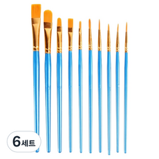 루미온 고품질 아티스트 붓 10p 세트 블루, 6세트, 1호, 2호, 2호, 2호, 3호, 4호, 5호, 6호, 8호, 8호