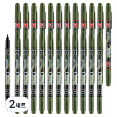 라인플러스 물로 지우는 수성 OHP 펜 M F 2종 x 12p 세트, 흑색, 적색, 2세트