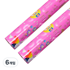솔로몬샵 뽀로로 비닐롤포장지 대 18m, 핑크, 6개입