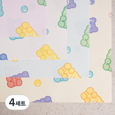 뮤니드 해피베어 선물 포장지 4종 x 5p 세트, 4세트, 아이보리, 옐로우, 핑크, 민트