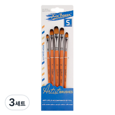 블랙트리 브라운 아트 수채화 필버트붓 5종 세트, 3세트