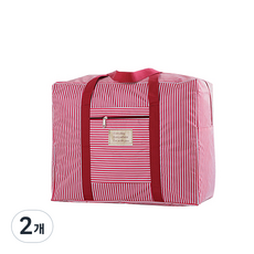 手提牛津布質棉被收納袋, 條紋紅色, 2個