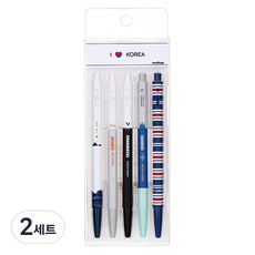 munhwA 校園I Love Korea原子筆 5種組 0.5mm, 黑色, 2套