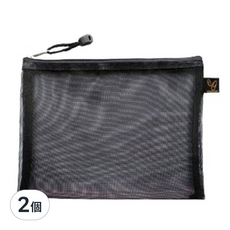 CCHING 青青文具 立體尼龍網紗袋 A4, 2個, 黑色 簡單生活