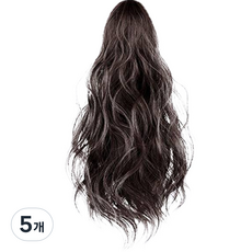 하이유니 히피 펌 숏 포니테일 부분가발 40cm, 브라운블랙, 5개