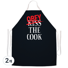 애티튜드에이프런즈 오베이 더 쿡 에이프런, 혼합 색상, 2개