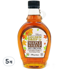 골든드롭 100% 유기농 메이플 시럽 캐나다 A등릅 다크로부스트, 250ml, 5개