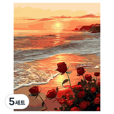 플레이어바웃 DIY 유화 그림그리기 세트 40 x 50 cm, 해변가 장미(GX45632), 5세트