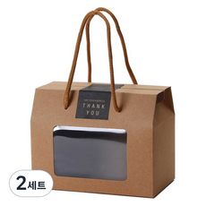 indi.k 牛皮紙軟盒 小 5入 + 貼紙 5入 透明窗手提盒組, 2套, 混合色