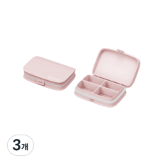 Luarmo 攜帶式迷你藥盒, 3個, 4格, 粉色
