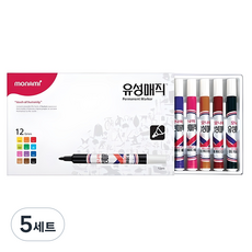 모나미 유성 매직 12색 세트, 혼합색상, 5개 혼합색상, 5개