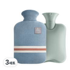 생활애찬 빅사이즈 보온 물주머니 찜질 핫팩 블루 2000ml, 3세트