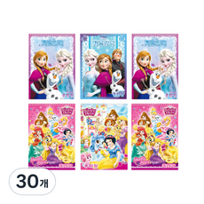 희망노트 디즈니 두툼두툼 종합장 시리즈 여아용 프린세스 3p + 겨울왕국 3p 2종 세트 랜덤발송, 16절, 36매, 30개
