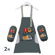 투데이리빙 바른리빙 베베코 방수 어린이 앞치마 M + 토시 FREE 세트, 자동차, 2개