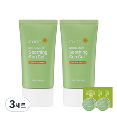 김정문알로에 큐어 아쿠아 마일드 수딩 선젤 50ml 2p + 2X 크림 3.5g x 2p + 클렌져 2ml x 3p, 3세트