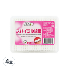 奈森克林螺旋棉棒 雙頭棉花棒, 200支, 4盒