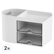 알로데 다용도 데스크탑 수납 정리함, TYPE01 화이트, 2개