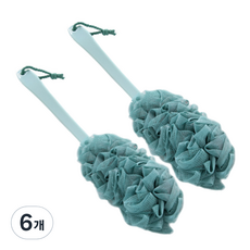 柔軟長柄沐浴刷, 1入, 綠色, 6個