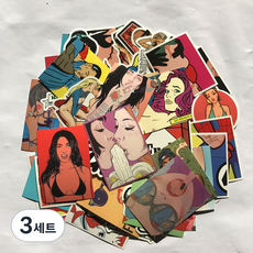 어가네닷컴 깜찍한 캐릭터 로고 방수 캐리어 감성 스티커 캐리어 어디든 붙이고 놀이 꾸미기 50종 세트, 16 선정적인, 3세트