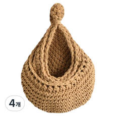 벽걸이 면로프 라탄 바구니, 브라운, 4개