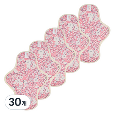 eechae 花朵一體成型棉質衛生棉 粉紅花朵, 30個, 1入, 中型