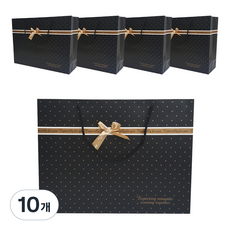 圓點蝴蝶結購物袋 特大號, 黑色, 10個