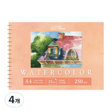 DOOSUNG PAPER Art Prince 水彩用線圈素描本 250g W04, A4, 4個, 25張