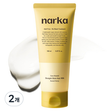 나르카 코어 리빌드 스트레이트 슬릭 열보호 노워시 헤어 밀크 선셋허니, 150ml, 2개