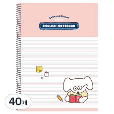 moong9 1000 Boba 線圈英文筆記本, 粉紅色, 40個