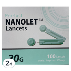 동방 나노렛 란셋 일회용 수동 랜싯 채혈침 30G, 100개입, 2개