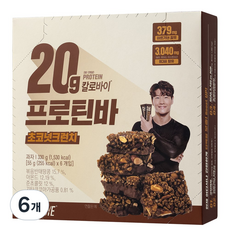 칼로바이 프로틴바 초코넛크런치 고단백 간식 단백질 에너지바 랜덤발송, 6개, 330g