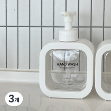 뉴앤룩 커버 핸드워시 사각 디스펜서 거품형 리필용기 500ml + 핸드워시라벨, 화이트, 3개