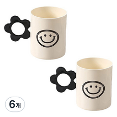 THE ZAKKA 微笑花朵浴室漱口杯, 黑色, 6個