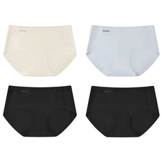 ONE BOY 舒適透氣抗菌無痕涼涼奶皮內褲4件組, 黑色 + 月影灰 + 杏仁白