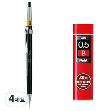 Pentel 飛龍文具 Graph 繪圖自動鉛筆 PG5-AD + Ain STEIN 自動鉛筆芯 B, 0.5mm, 4套