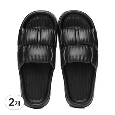 solve living 雲朵厚實防滑柔軟室內拖, 2組, 黑色