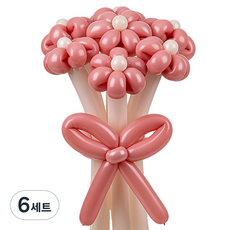 셈퍼텍스 요술풍선 데이지 튤립 꽃다발 만들기 7송이 세트, 로즈우드앤크림, 6세트