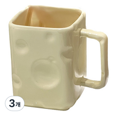더자카 치즈 고급 도자기 욕실 양치컵 11.5 x 8 x 10.5 cm, 아이보리, 3개