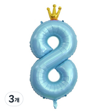 Isabelle Home 生日派對皇冠數字氣球 8 超大型, 3個, 藍色