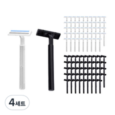 바스티 여행용 심플 플러스 일회용 면도기 블랙 50p + 화이트 50p 세트, 4세트