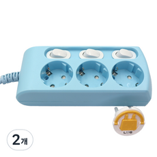 러그 박스 개별 스위치 멀티탭 3구 KF-KSB-03K3-A, 1.5m, 블루, 2개