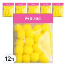 유니아트 1000 퐁퐁 25mm, 노랑, 12개