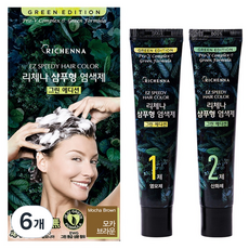 리체나 이지스피디 헤어칼라 그린 에디션 염모제 세트, 모카브라운, 6개